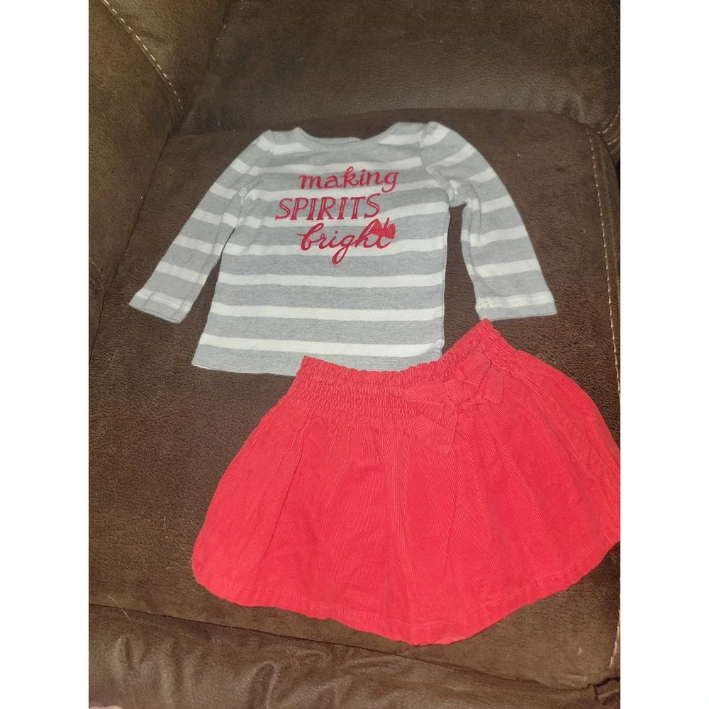 Gymboree holiday shop‎ making spirits bright top and skirt size 6 12 months